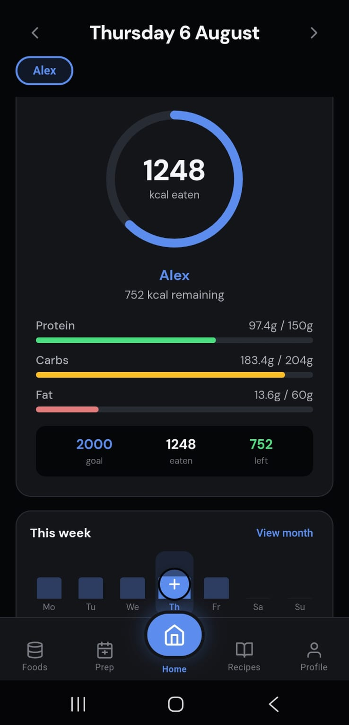 PREP daily tracking screen